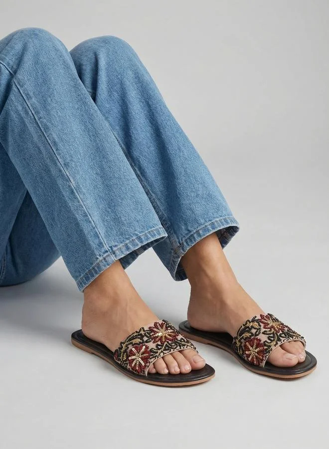 Styli Multi Women Embellished Flat Sandals for Women | Best Price UAE